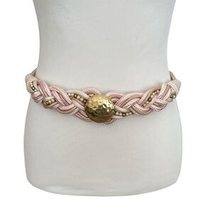 NWOT Vintage woven macrame rope pearl and gold belt
